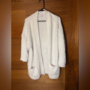 Boutique+ Soft White Bouclé Open Front Cardigan – Size 0X